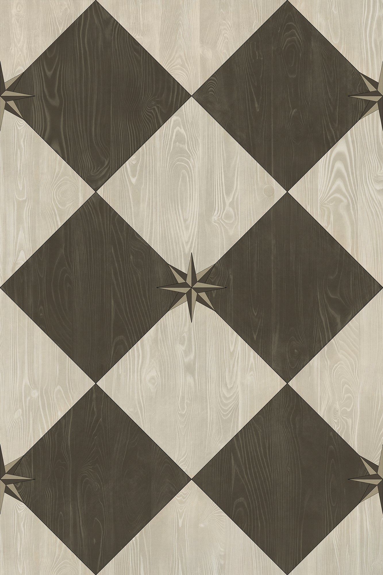 Vintage Vinyl Rug - Compass Diamond - Garden Allée