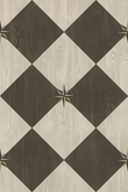 Vintage Vinyl Rug - Compass Diamond - Garden Allée