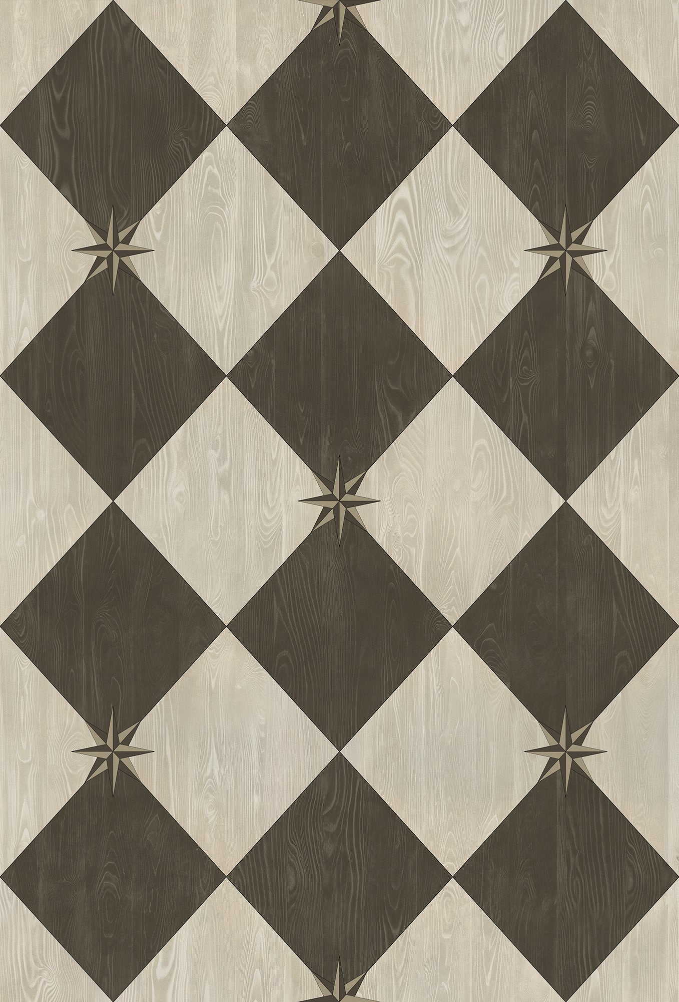 Vintage Vinyl Rug - Compass Diamond - Garden Allée