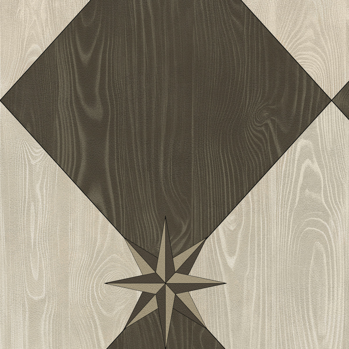 Vintage Vinyl Rug - Compass Diamond - Garden Allée