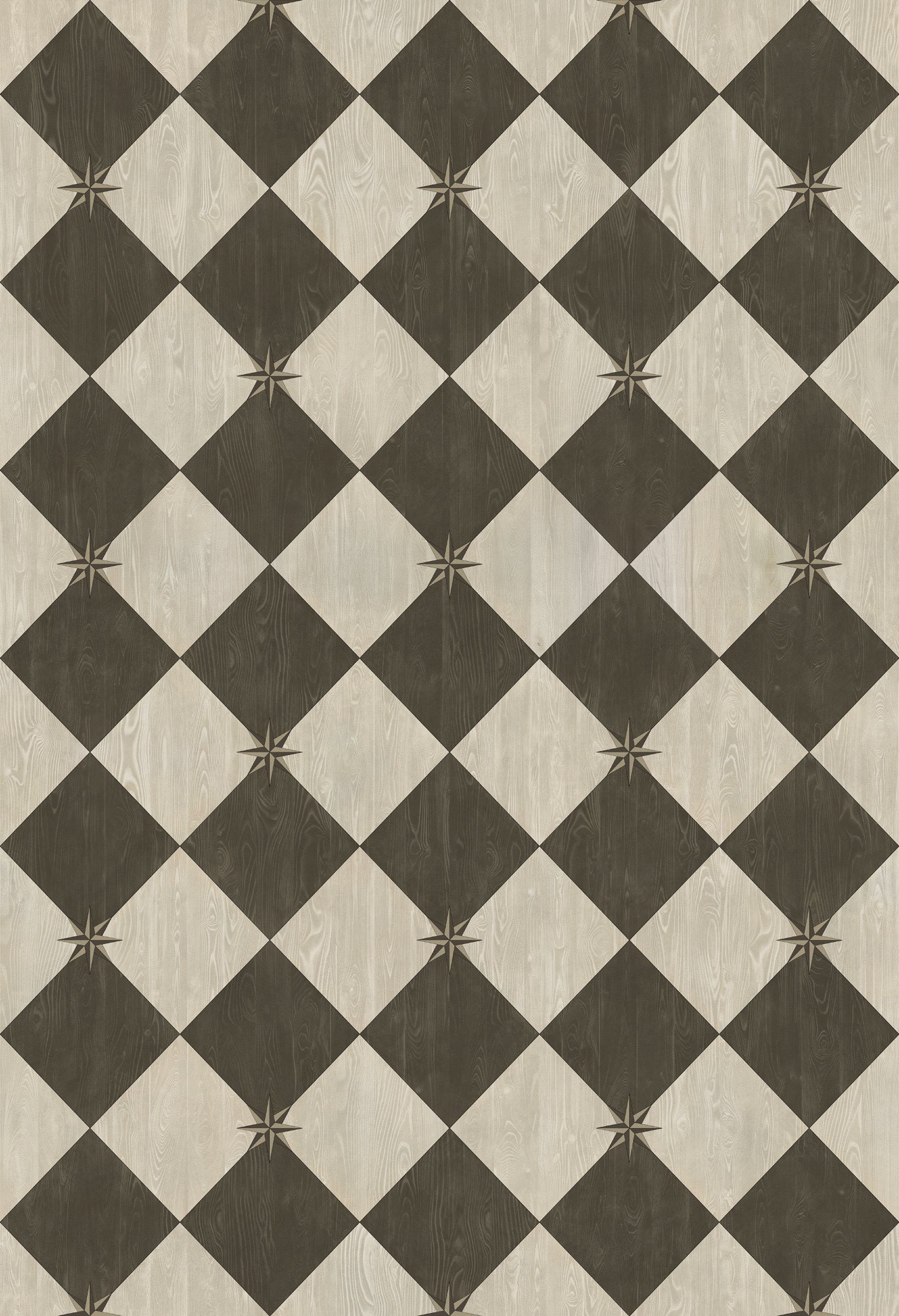 Vintage Vinyl Rug - Compass Diamond - Garden Allée