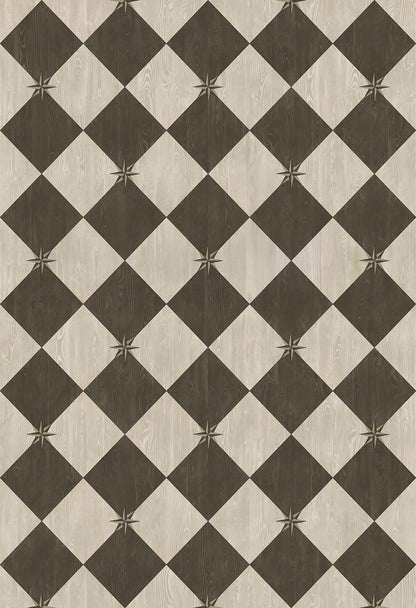 Vintage Vinyl Rug - Compass Diamond - Garden Allée