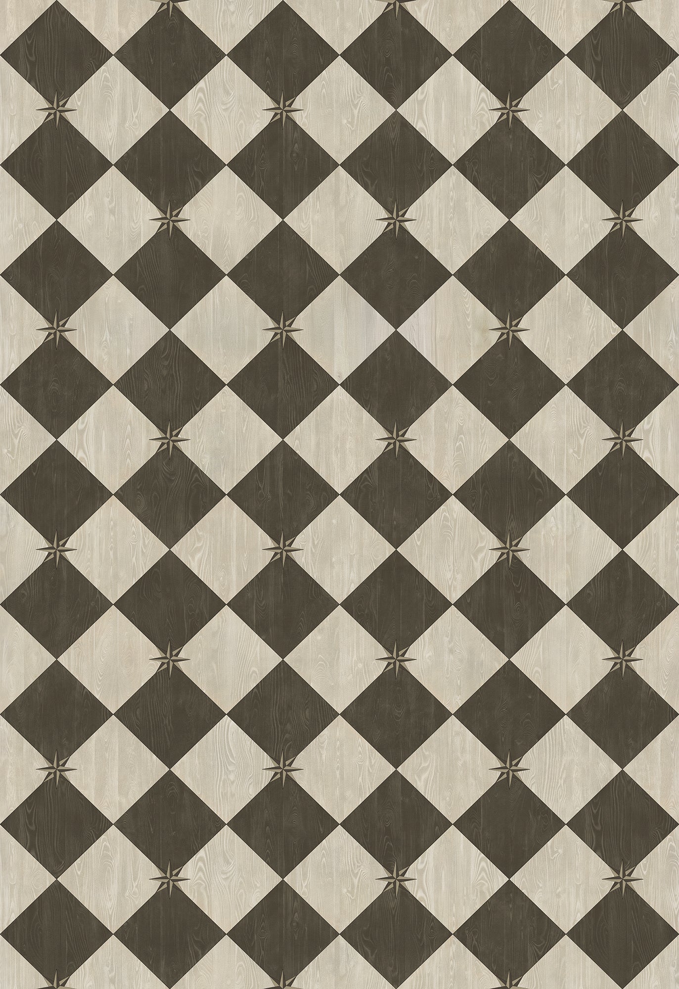 Vintage Vinyl Rug - Compass Diamond - Garden Allée