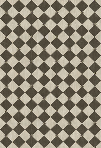 Vintage Vinyl Rug - Compass Diamond - Garden Allée
