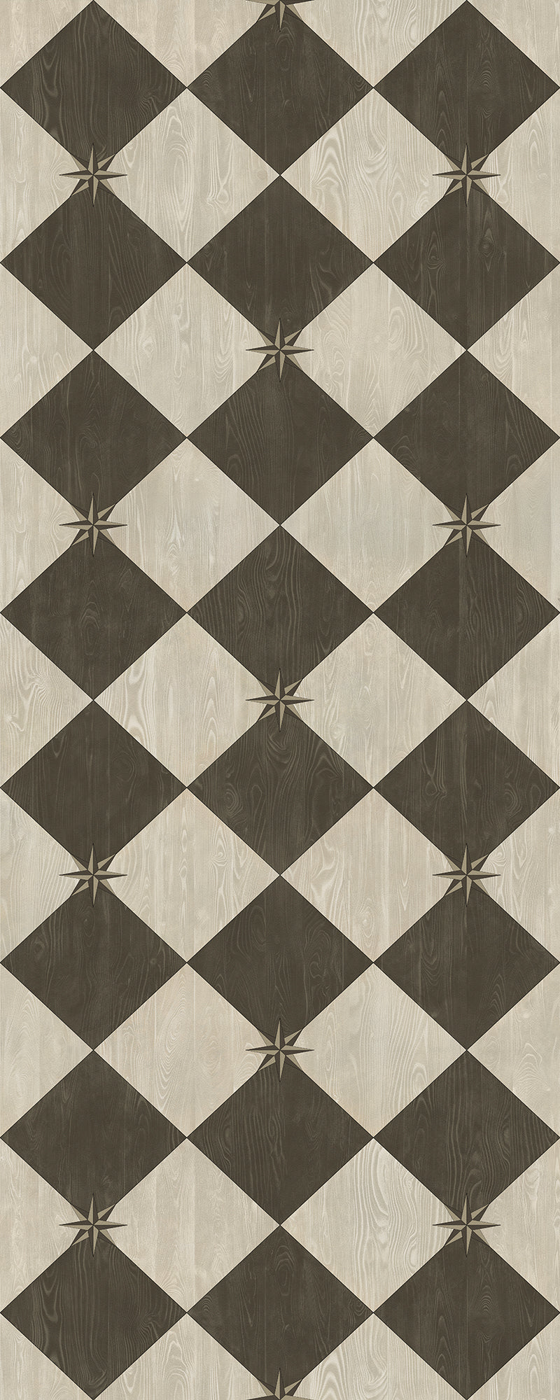 Vintage Vinyl Rug - Compass Diamond - Garden Allée