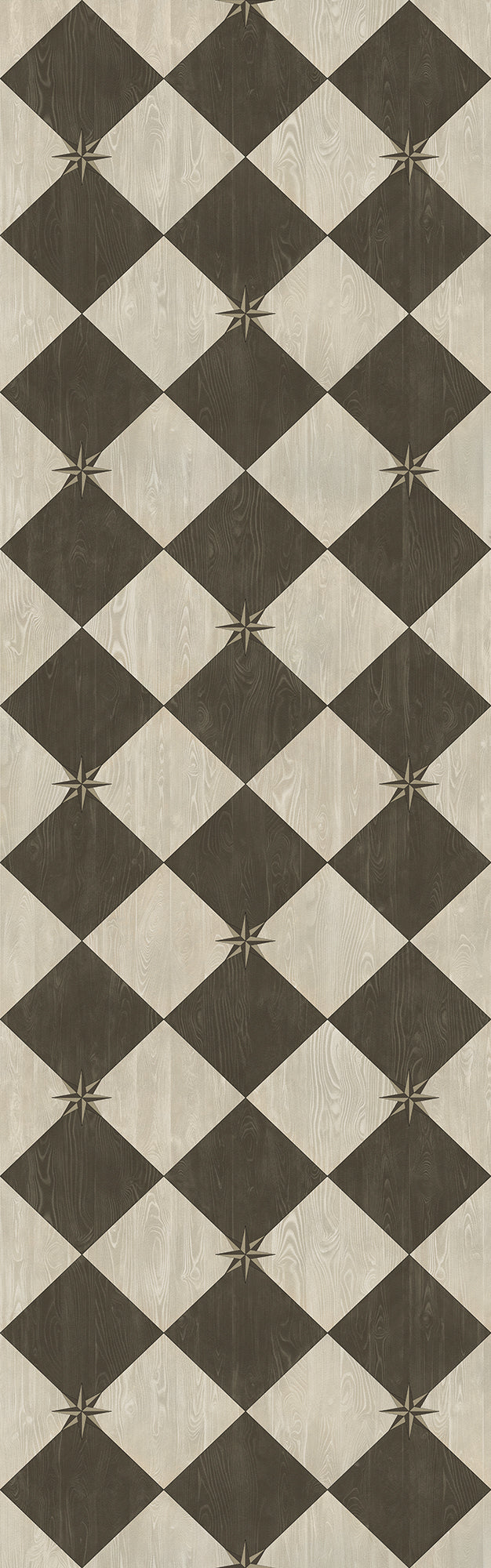 Vintage Vinyl Rug - Compass Diamond - Garden Allée