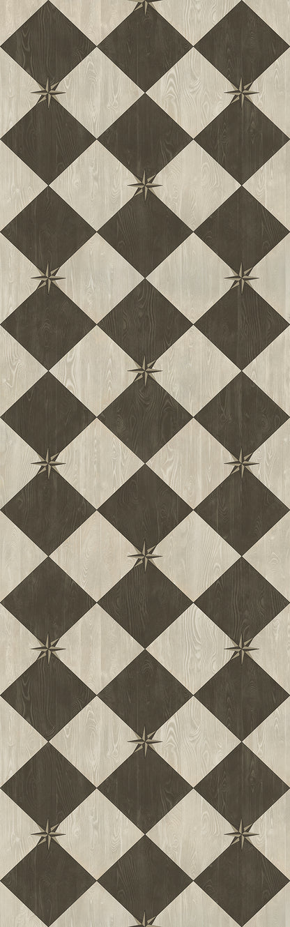 Vintage Vinyl Rug - Compass Diamond - Garden Allée