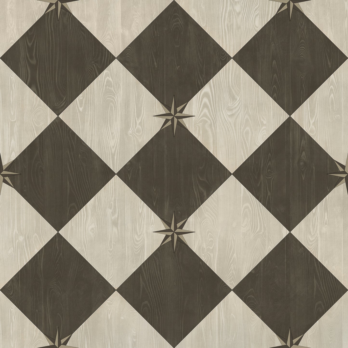 Vintage Vinyl Rug - Compass Diamond - Garden Allée
