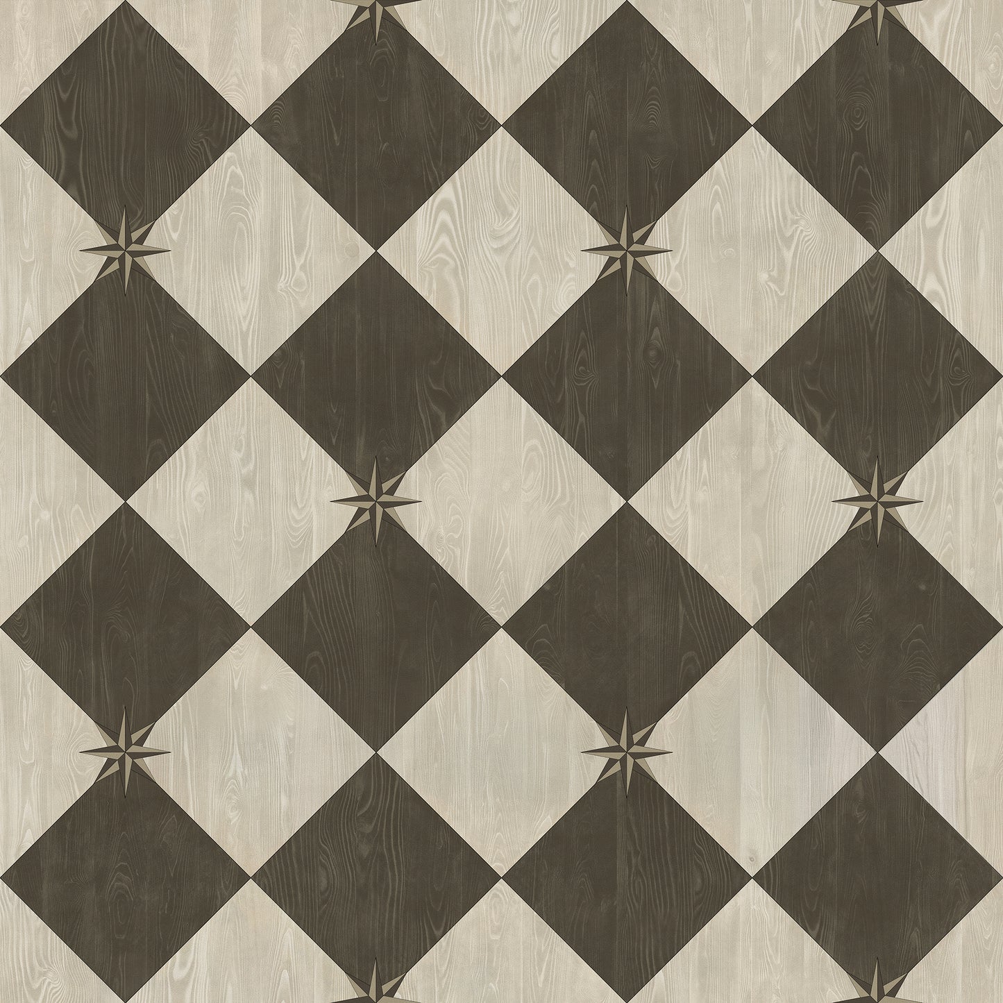 Vintage Vinyl Rug - Compass Diamond - Garden Allée