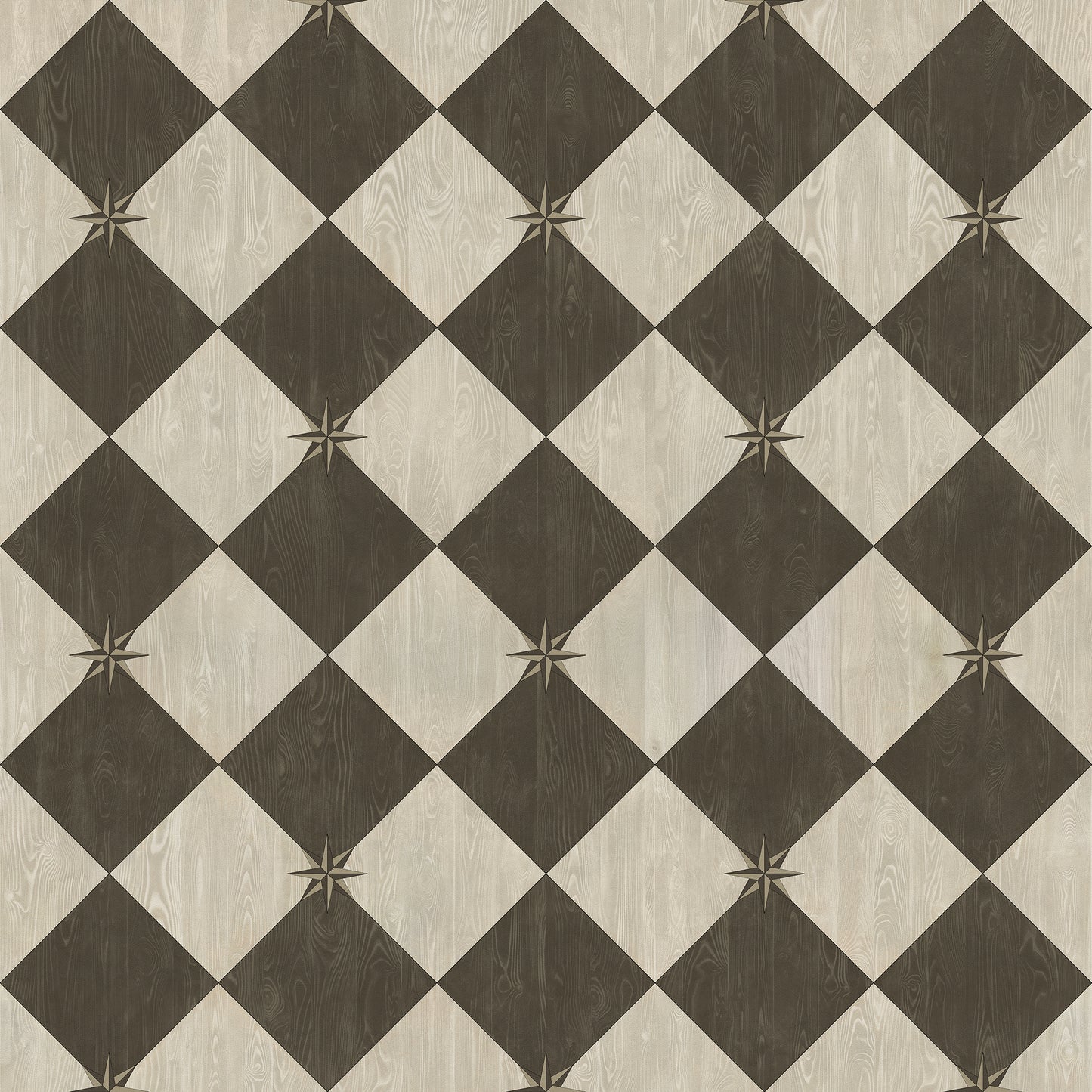 Vintage Vinyl Rug - Compass Diamond - Garden Allée