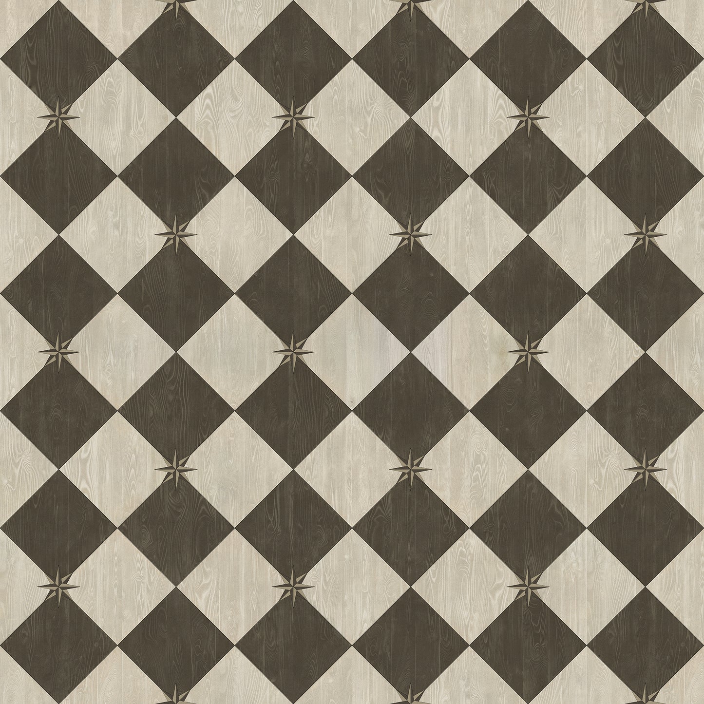 Vintage Vinyl Rug - Compass Diamond - Garden Allée