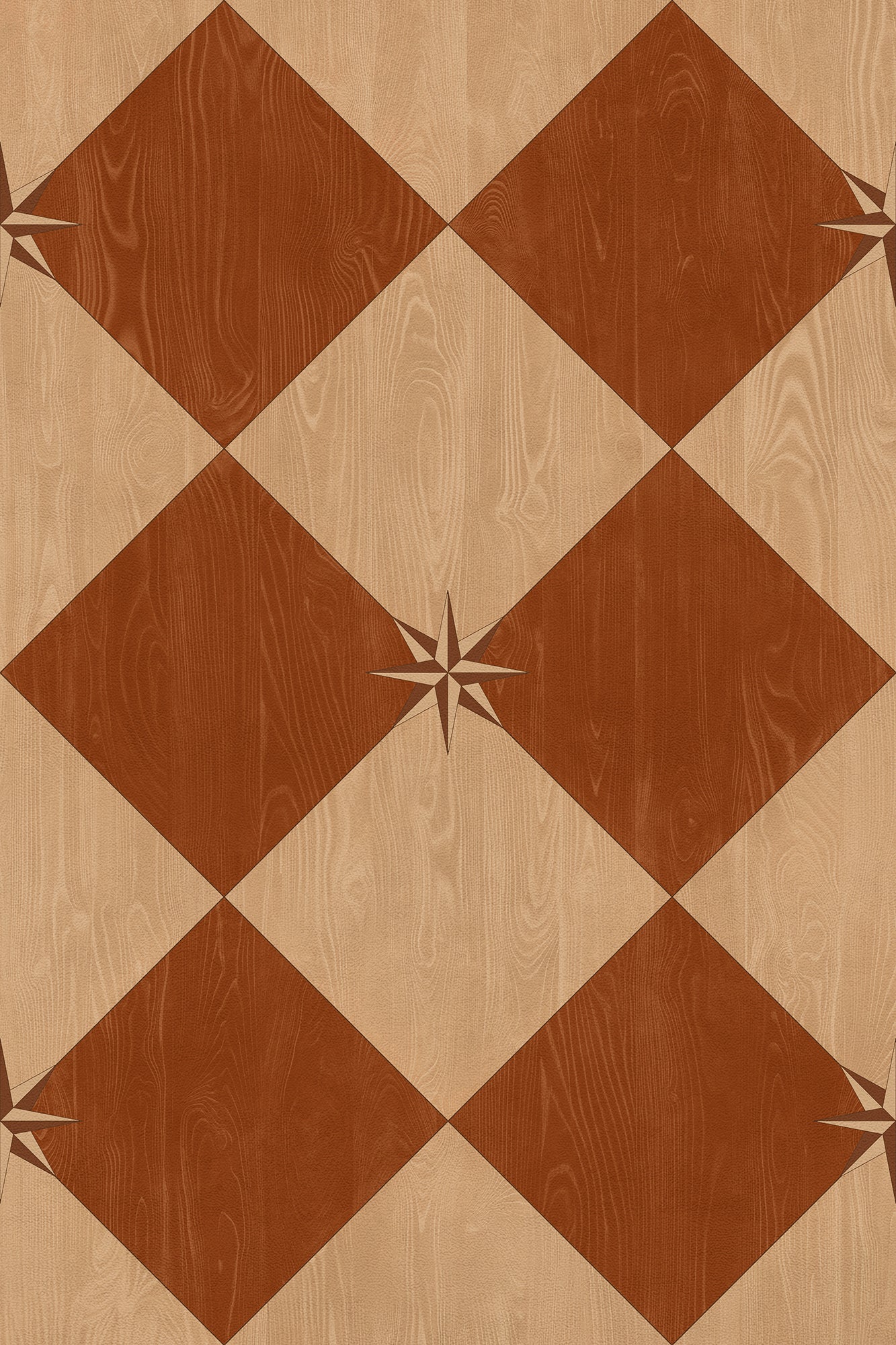 Vintage Vinyl Rug - Compass Diamond - Garden Terrace