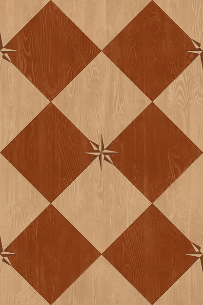 Vintage Vinyl Rug - Compass Diamond - Garden Terrace