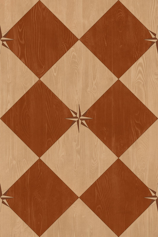 Vintage Vinyl Rug - Compass Diamond - Garden Terrace