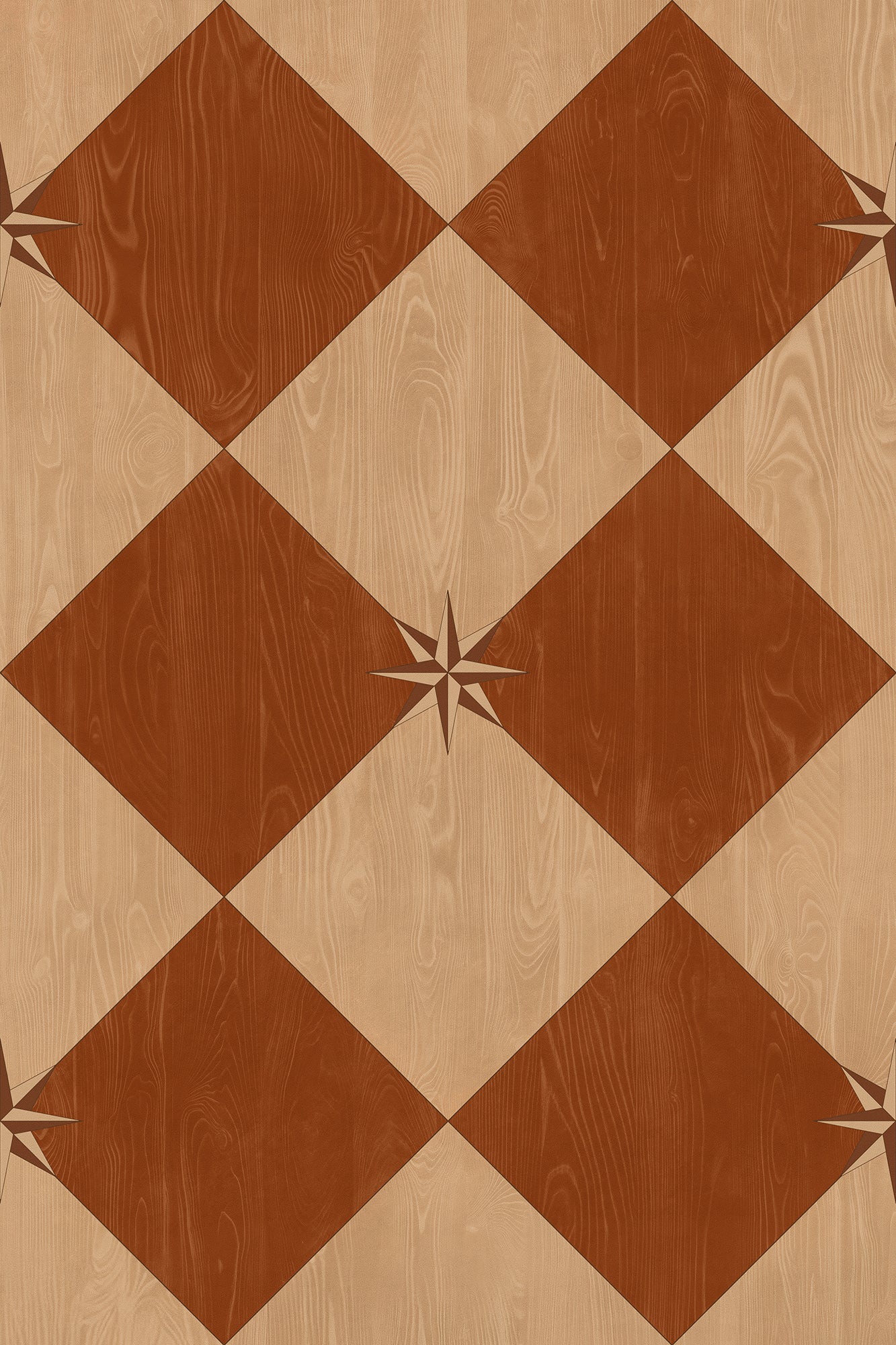Vintage Vinyl Rug - Compass Diamond - Garden Terrace
