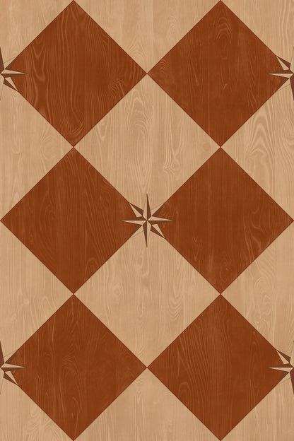 Vintage Vinyl Rug - Compass Diamond - Garden Terrace