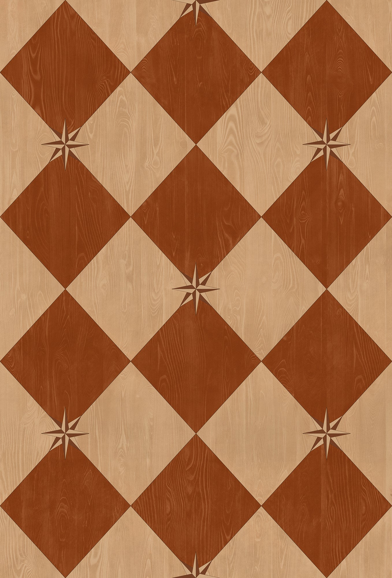 Vintage Vinyl Rug - Compass Diamond - Garden Terrace