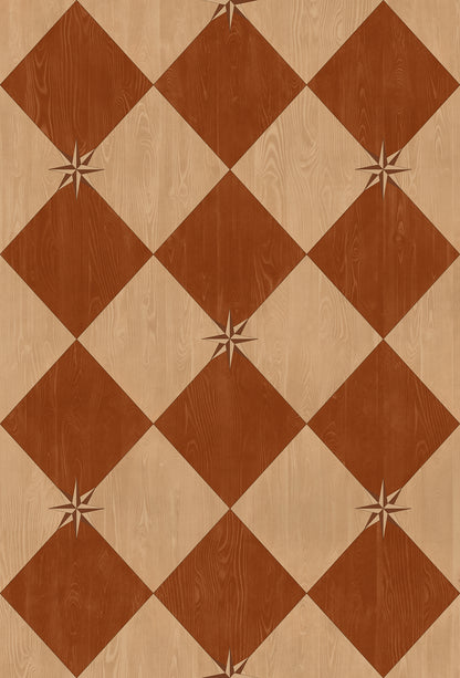 Vintage Vinyl Rug - Compass Diamond - Garden Terrace