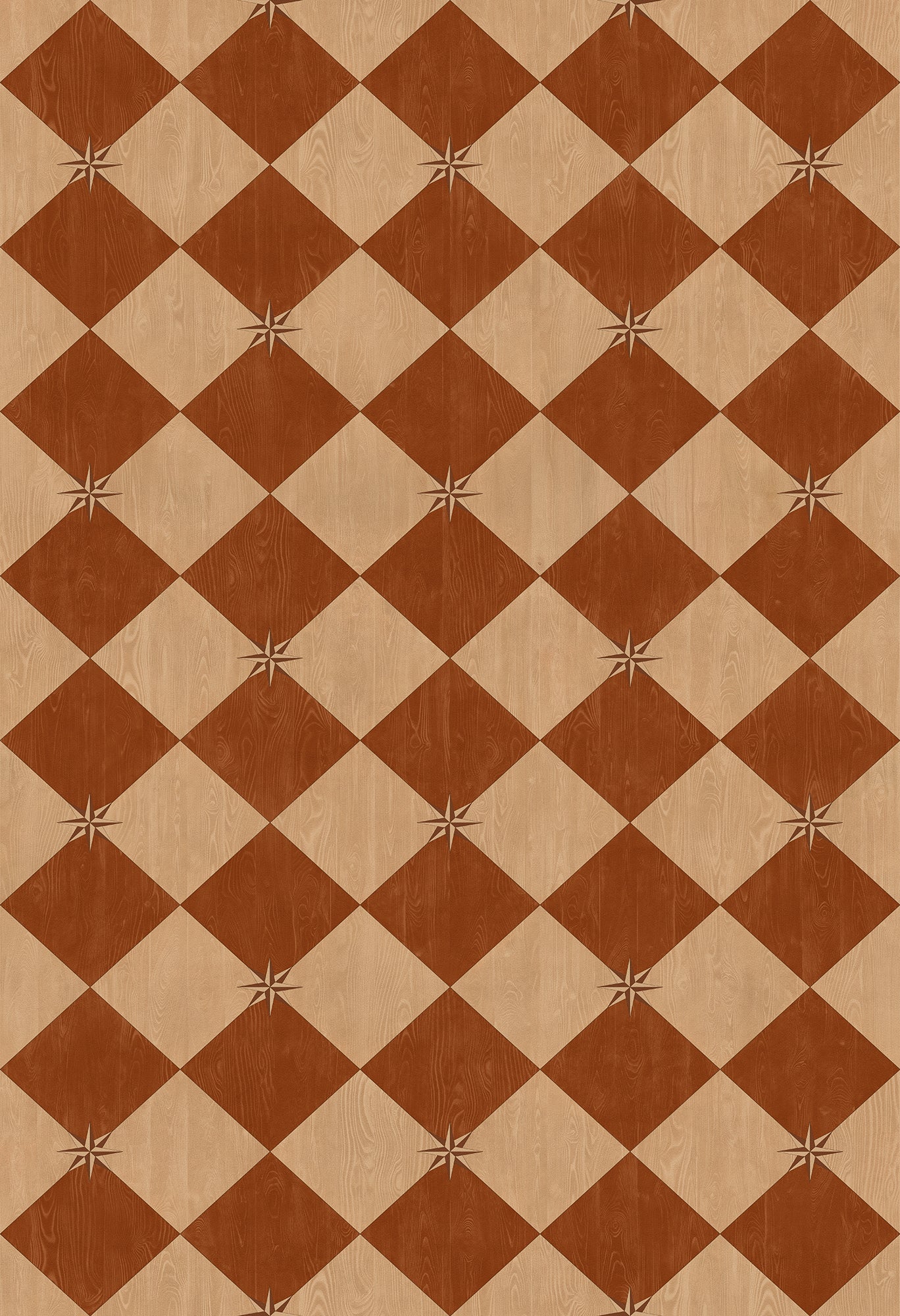 Vintage Vinyl Rug - Compass Diamond - Garden Terrace