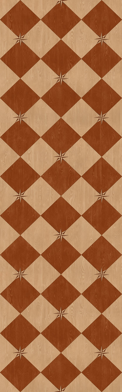 Vintage Vinyl Rug - Compass Diamond - Garden Terrace