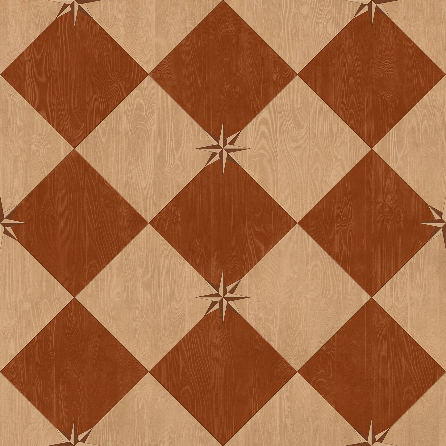 Vintage Vinyl Rug - Compass Diamond - Garden Terrace