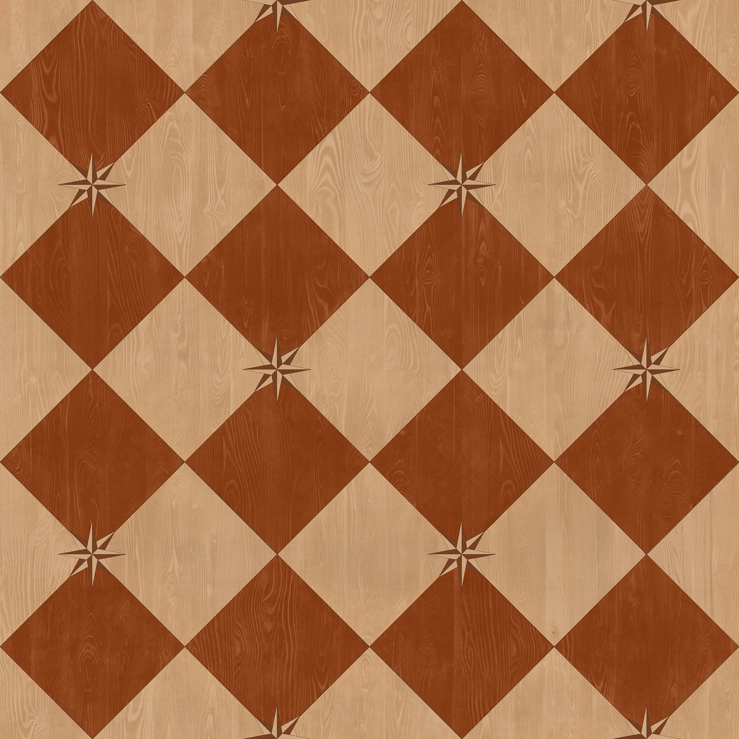 Vintage Vinyl Rug - Compass Diamond - Garden Terrace