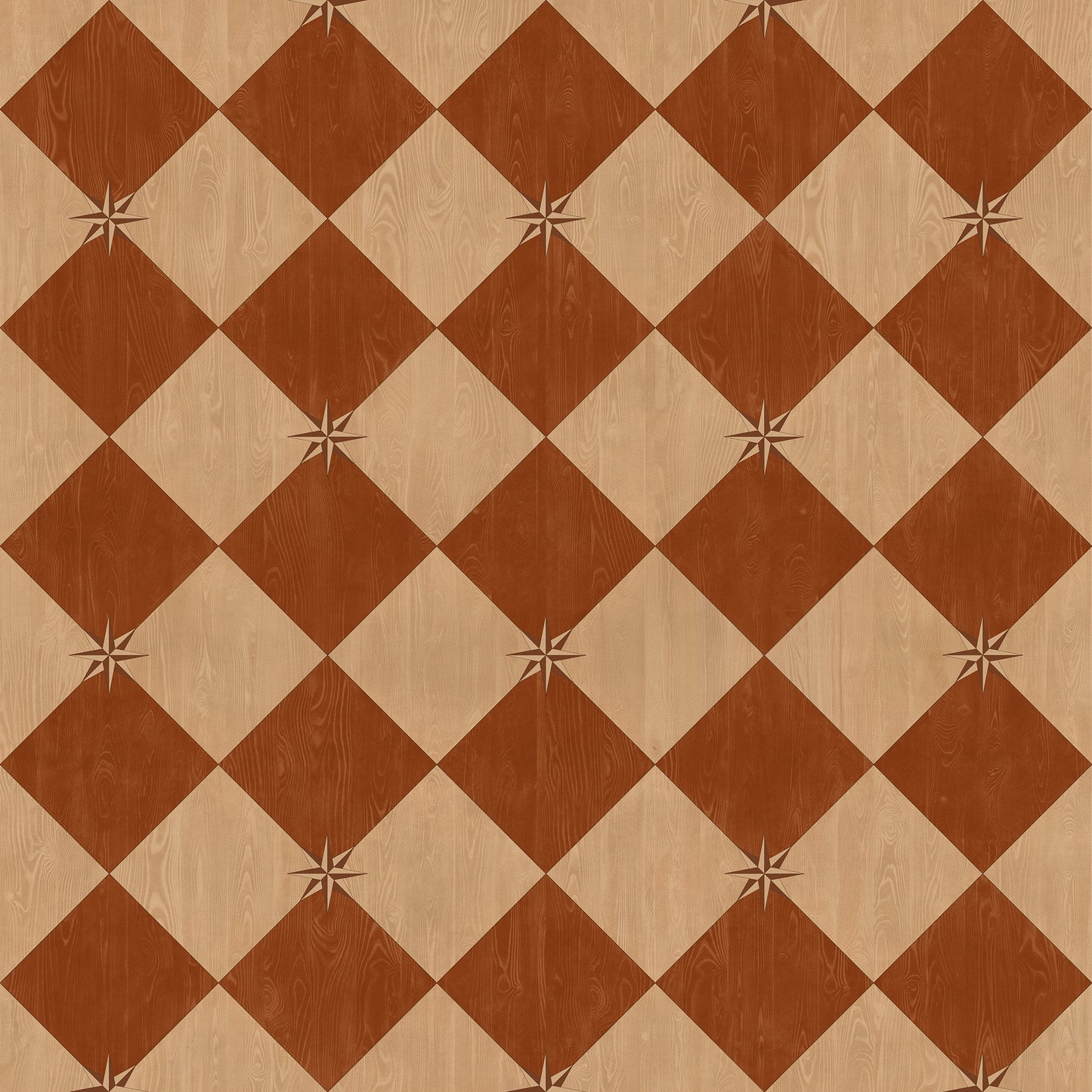 Vintage Vinyl Rug - Compass Diamond - Garden Terrace