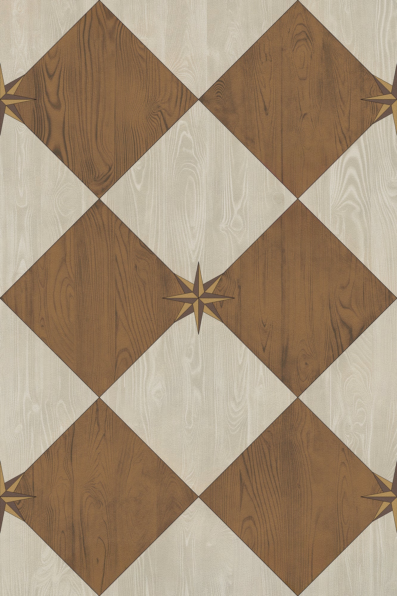 Vintage Vinyl Rug - Compass Diamond - Garden Grounds