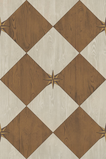 Vintage Vinyl Rug - Compass Diamond - Garden Grounds