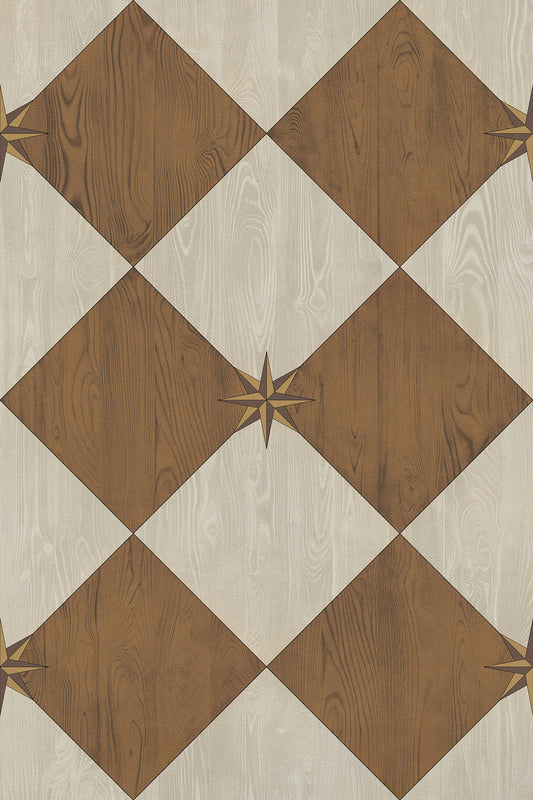 Vintage Vinyl Rug - Compass Diamond - Garden Grounds