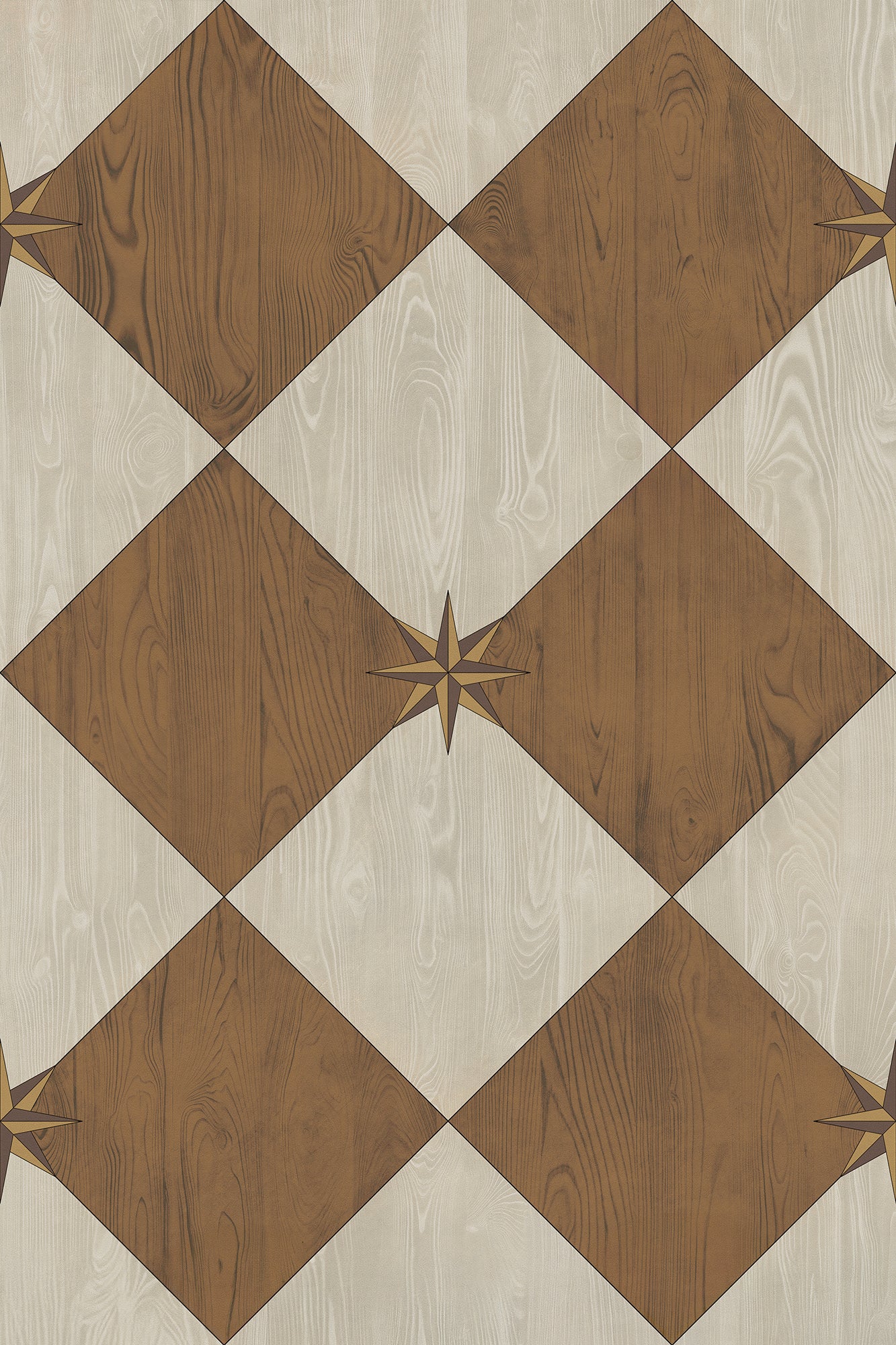 Vintage Vinyl Rug - Compass Diamond - Garden Grounds