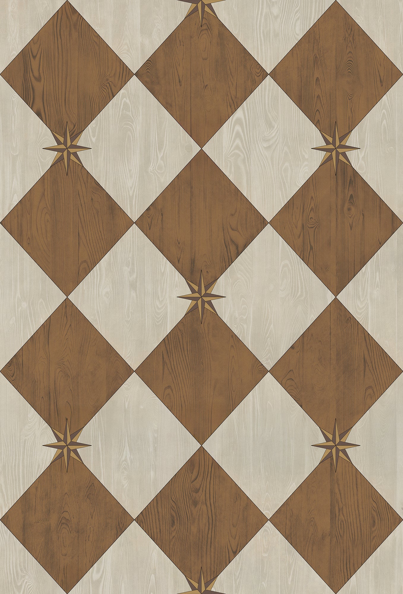 Vintage Vinyl Rug - Compass Diamond - Garden Grounds