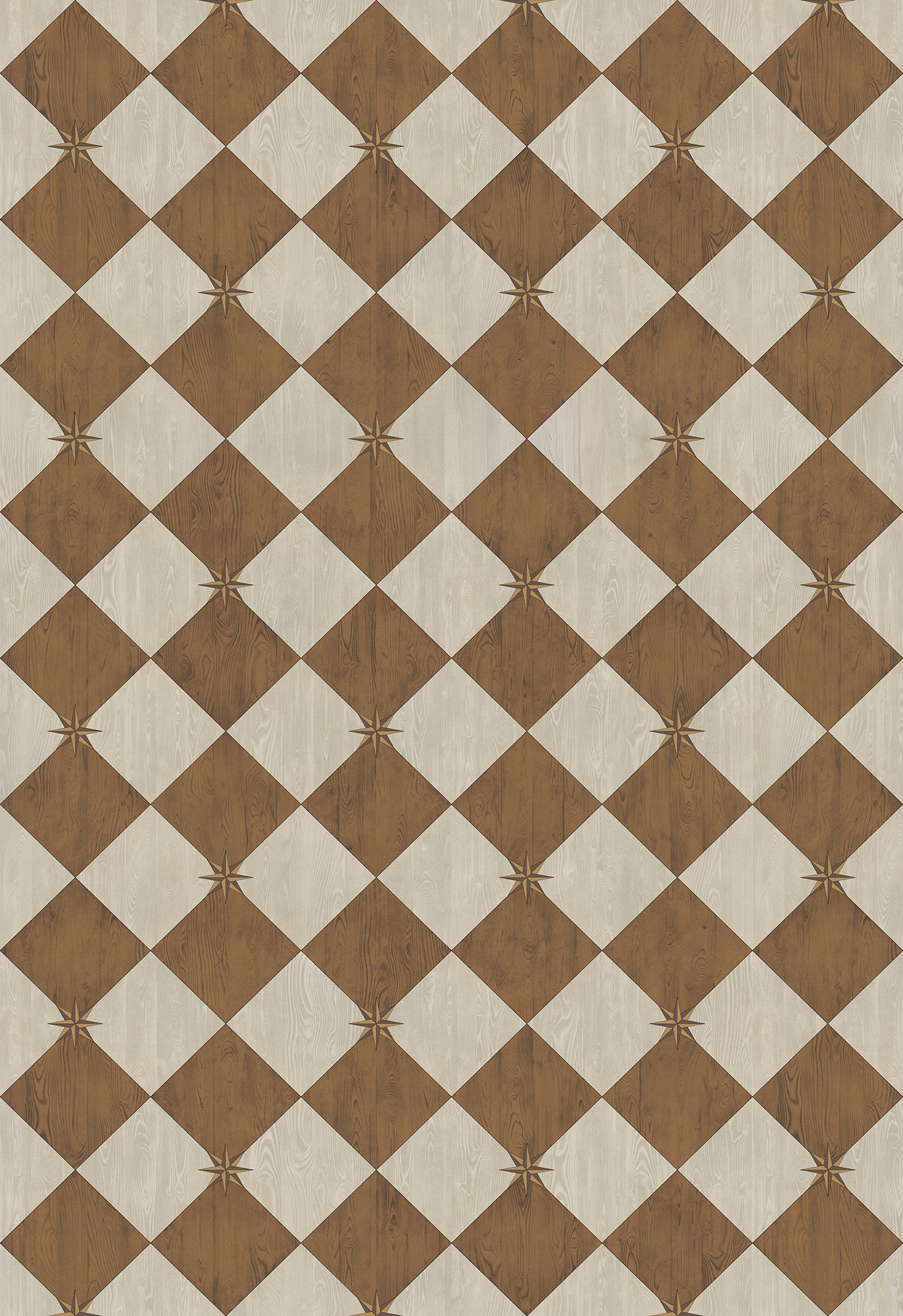 Vintage Vinyl Rug - Compass Diamond - Garden Grounds