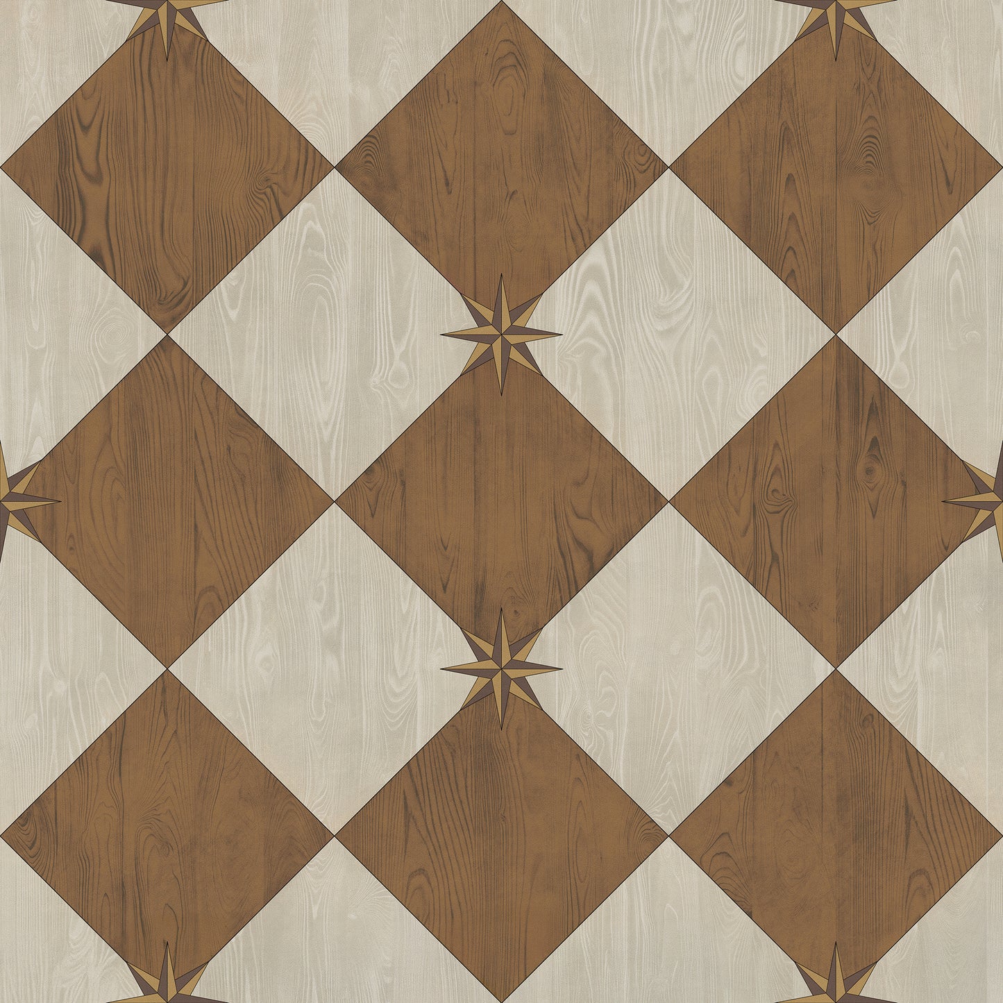Vintage Vinyl Rug - Compass Diamond - Garden Grounds