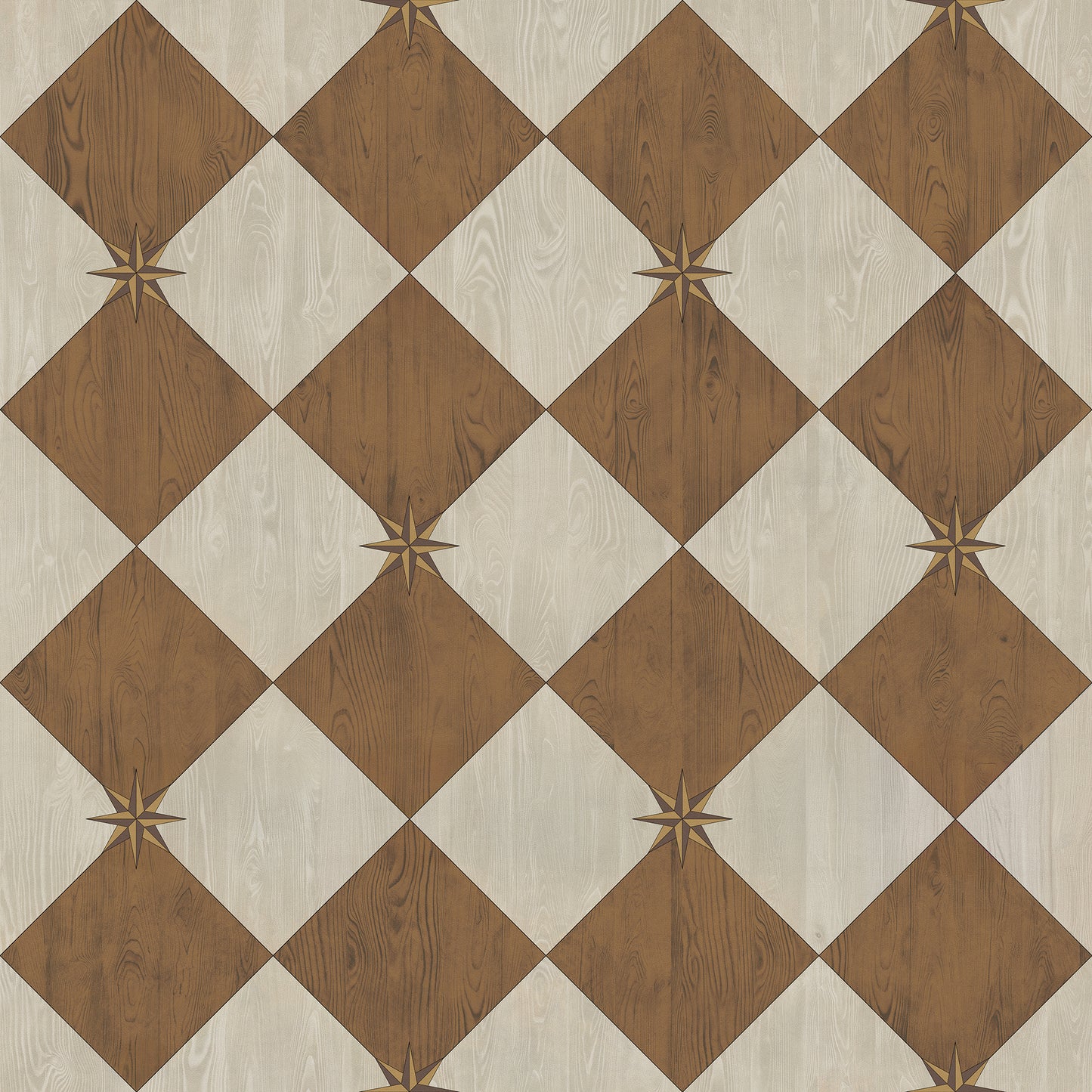 Vintage Vinyl Rug - Compass Diamond - Garden Grounds