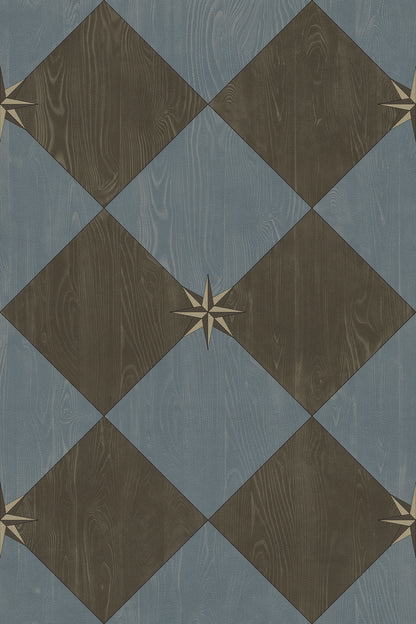 Vintage Vinyl Rug - Compass Diamond - Garden Soirée