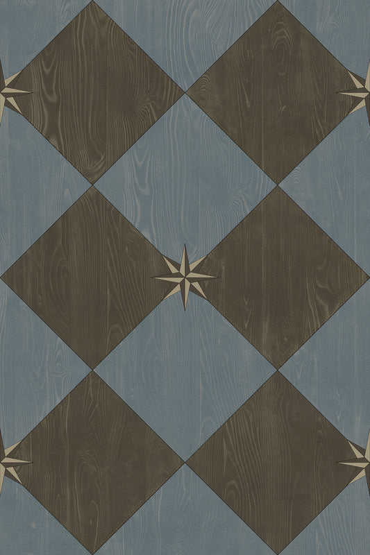 Vintage Vinyl Rug - Compass Diamond - Garden Soirée