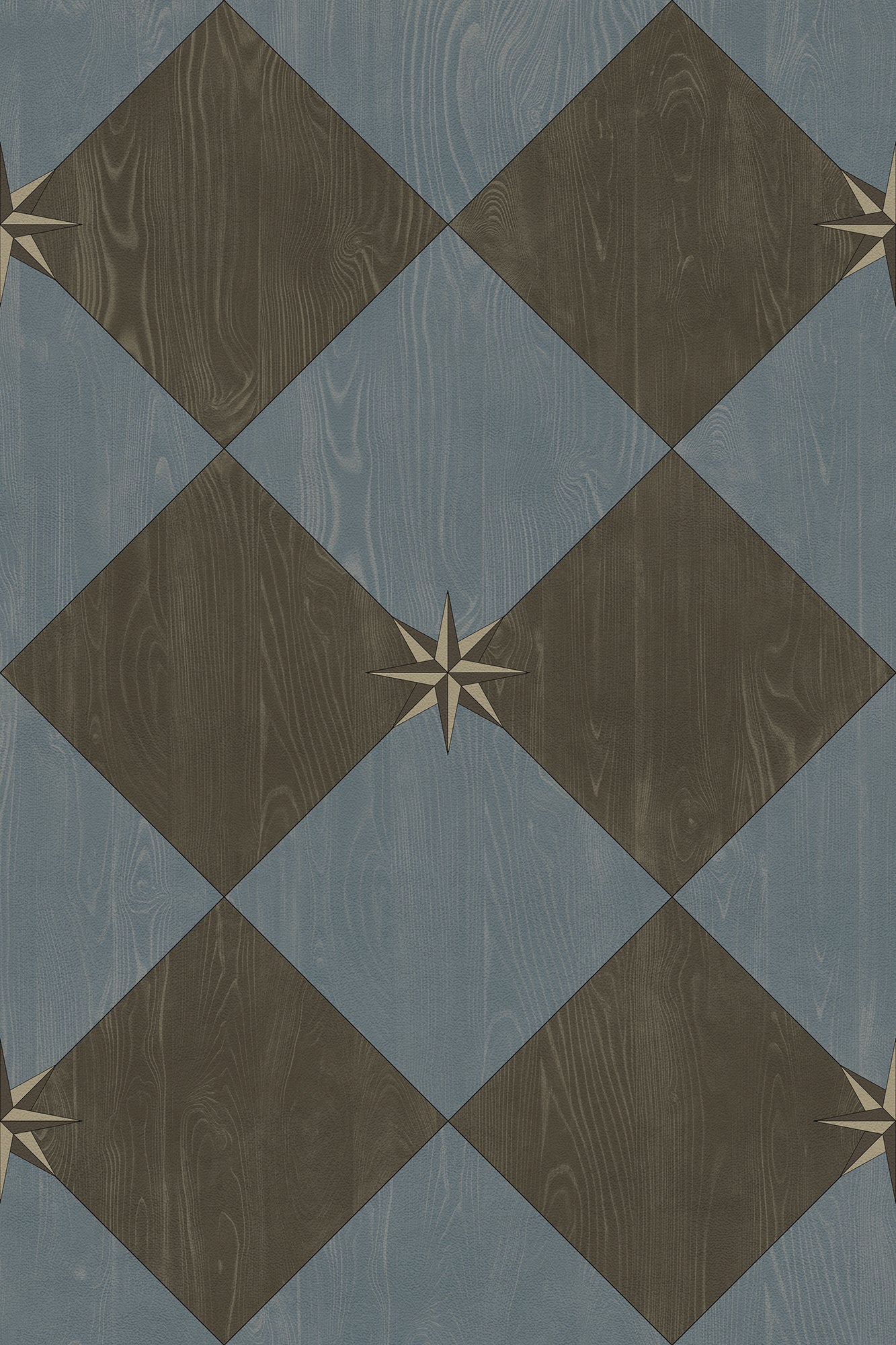 Vintage Vinyl Rug - Compass Diamond - Garden Soirée