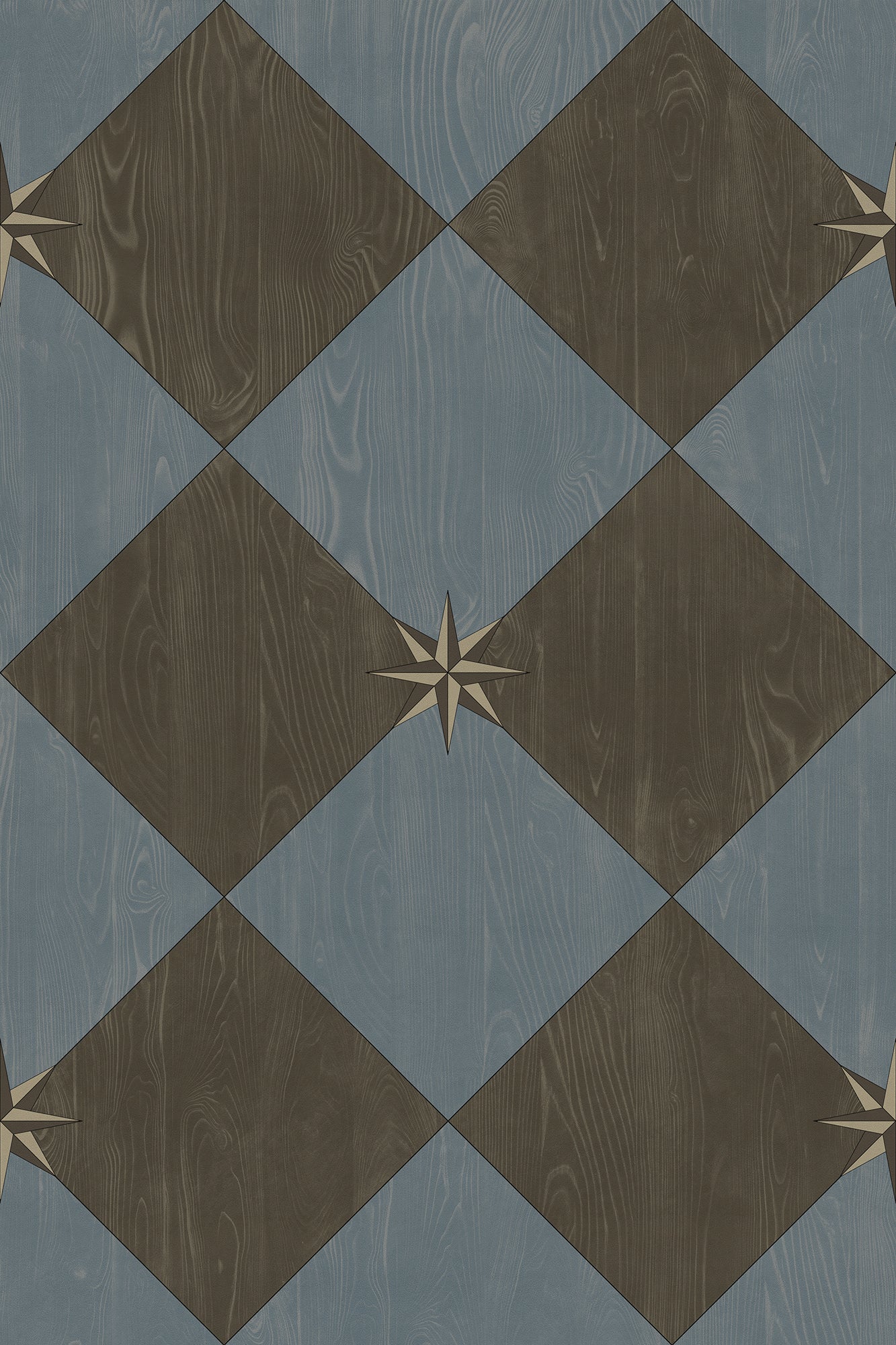 Vintage Vinyl Rug - Compass Diamond - Garden Soirée