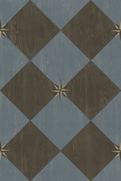Vintage Vinyl Rug - Compass Diamond - Garden Soirée