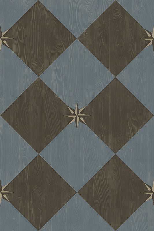 Vintage Vinyl Rug - Compass Diamond - Garden Soirée