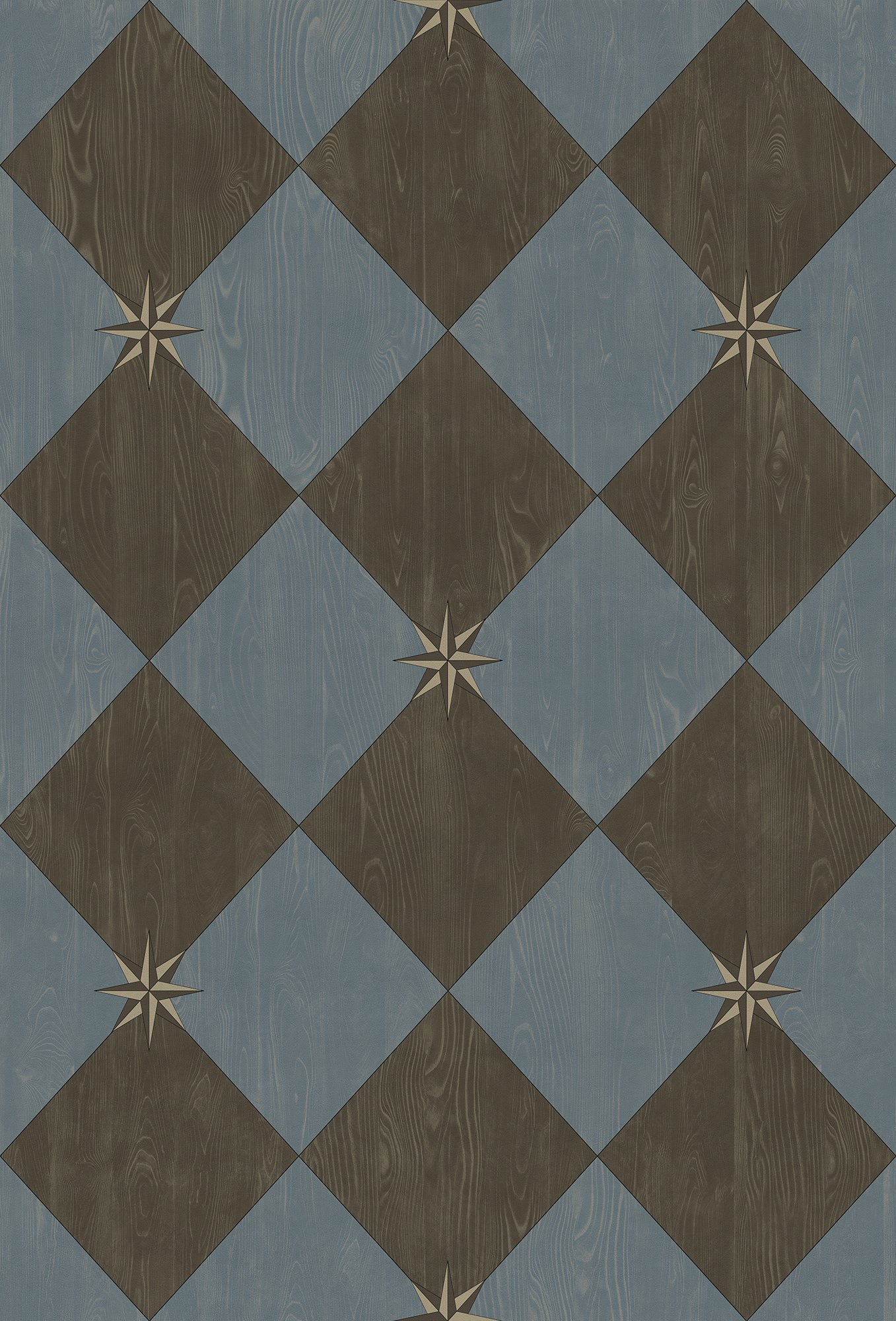 Vintage Vinyl Rug - Compass Diamond - Garden Soirée
