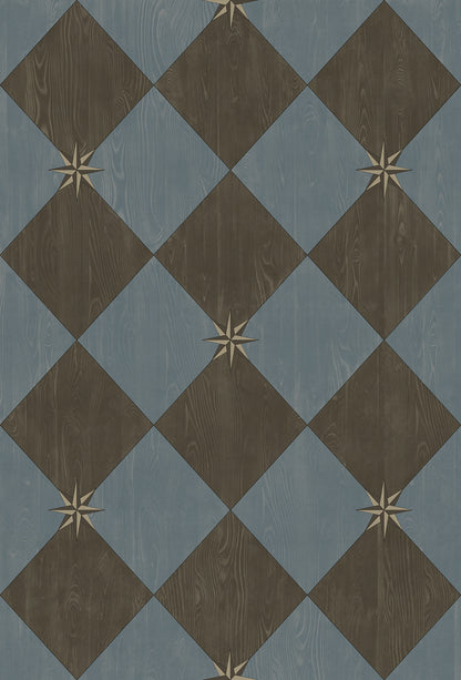 Vintage Vinyl Rug - Compass Diamond - Garden Soirée