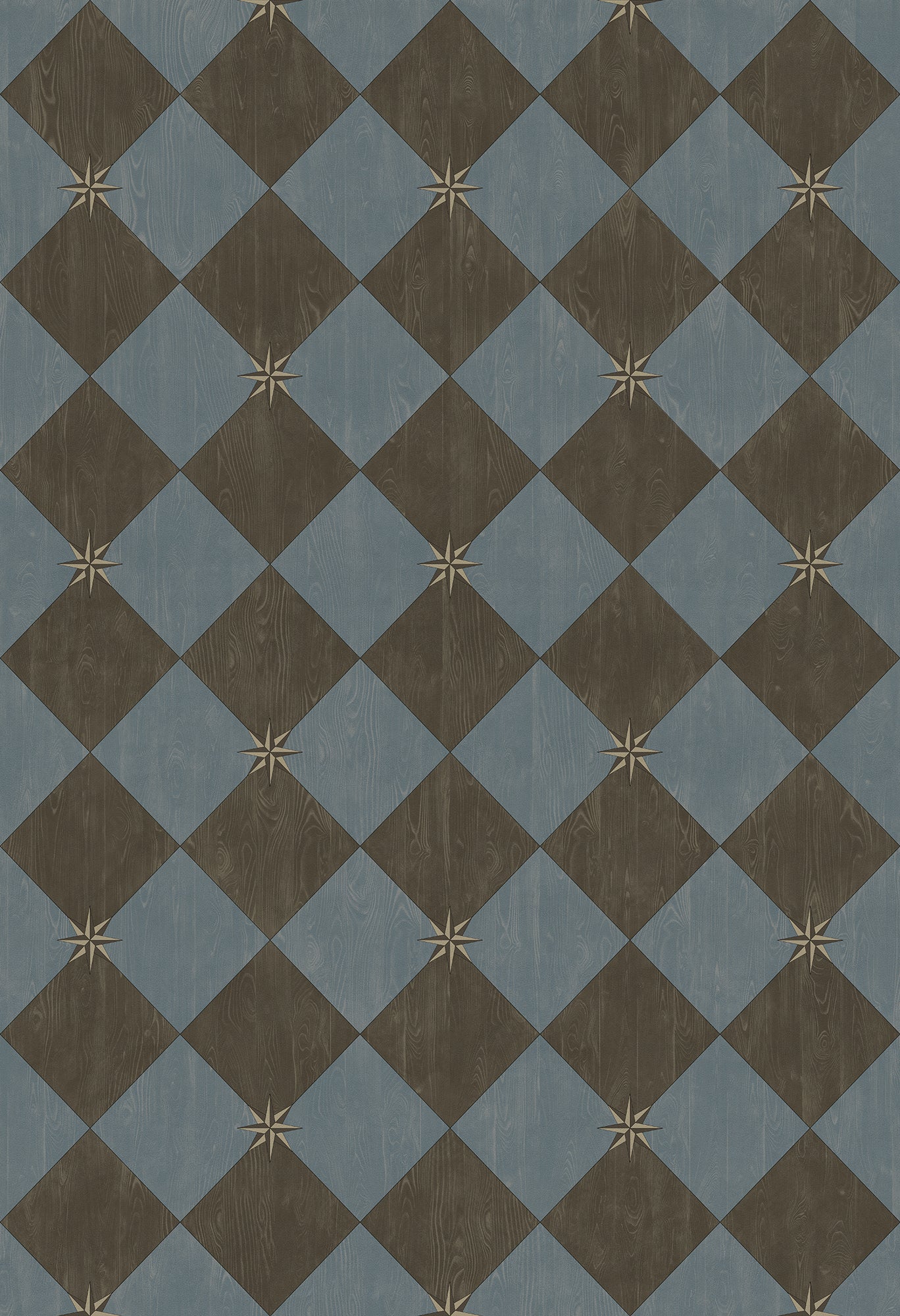 Vintage Vinyl Rug - Compass Diamond - Garden Soirée