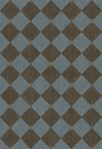 Vintage Vinyl Rug - Compass Diamond - Garden Soirée
