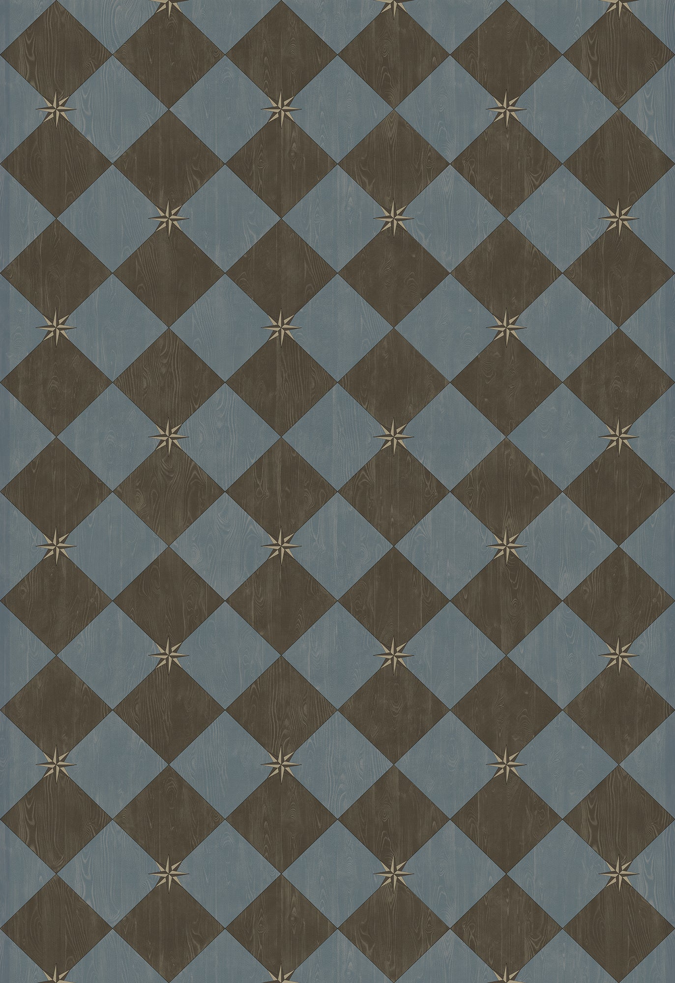 Vintage Vinyl Rug - Compass Diamond - Garden Soirée