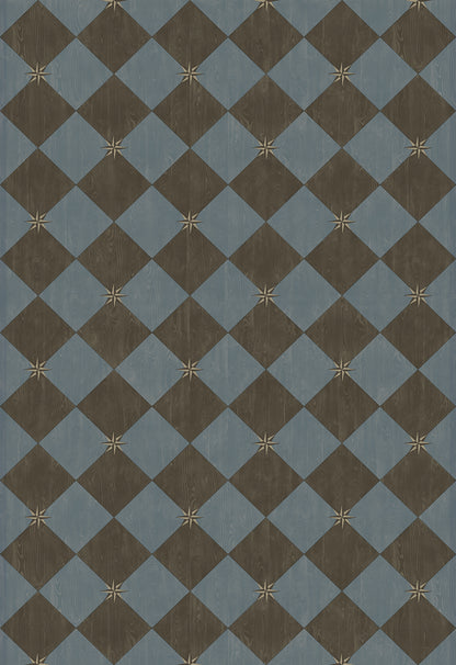 Vintage Vinyl Rug - Compass Diamond - Garden Soirée