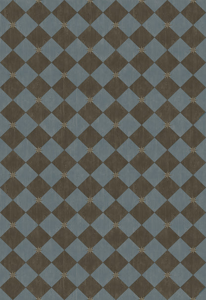 Vintage Vinyl Rug - Compass Diamond - Garden Soirée
