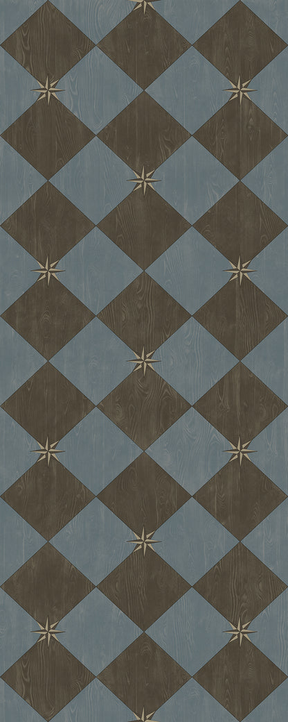 Vintage Vinyl Rug - Compass Diamond - Garden Soirée