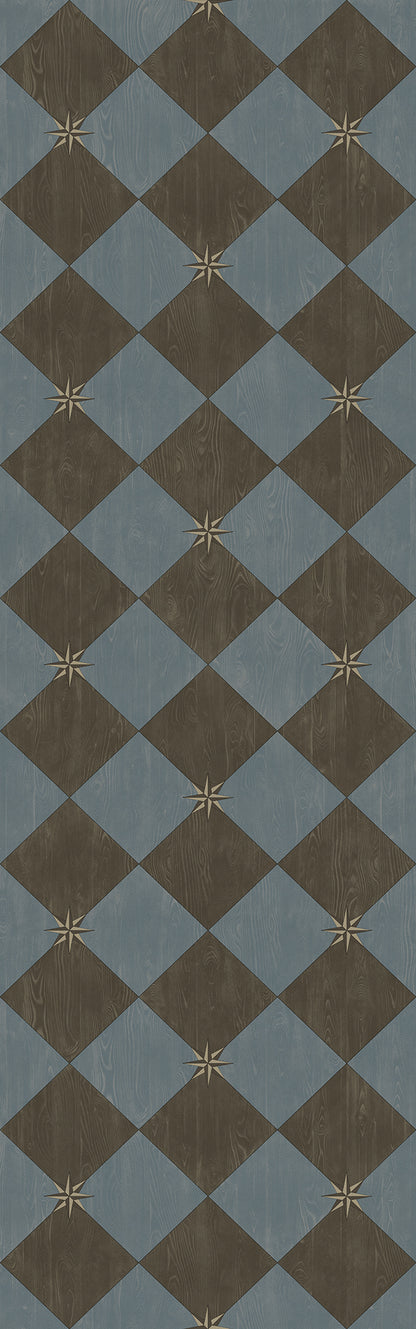 Vintage Vinyl Rug - Compass Diamond - Garden Soirée